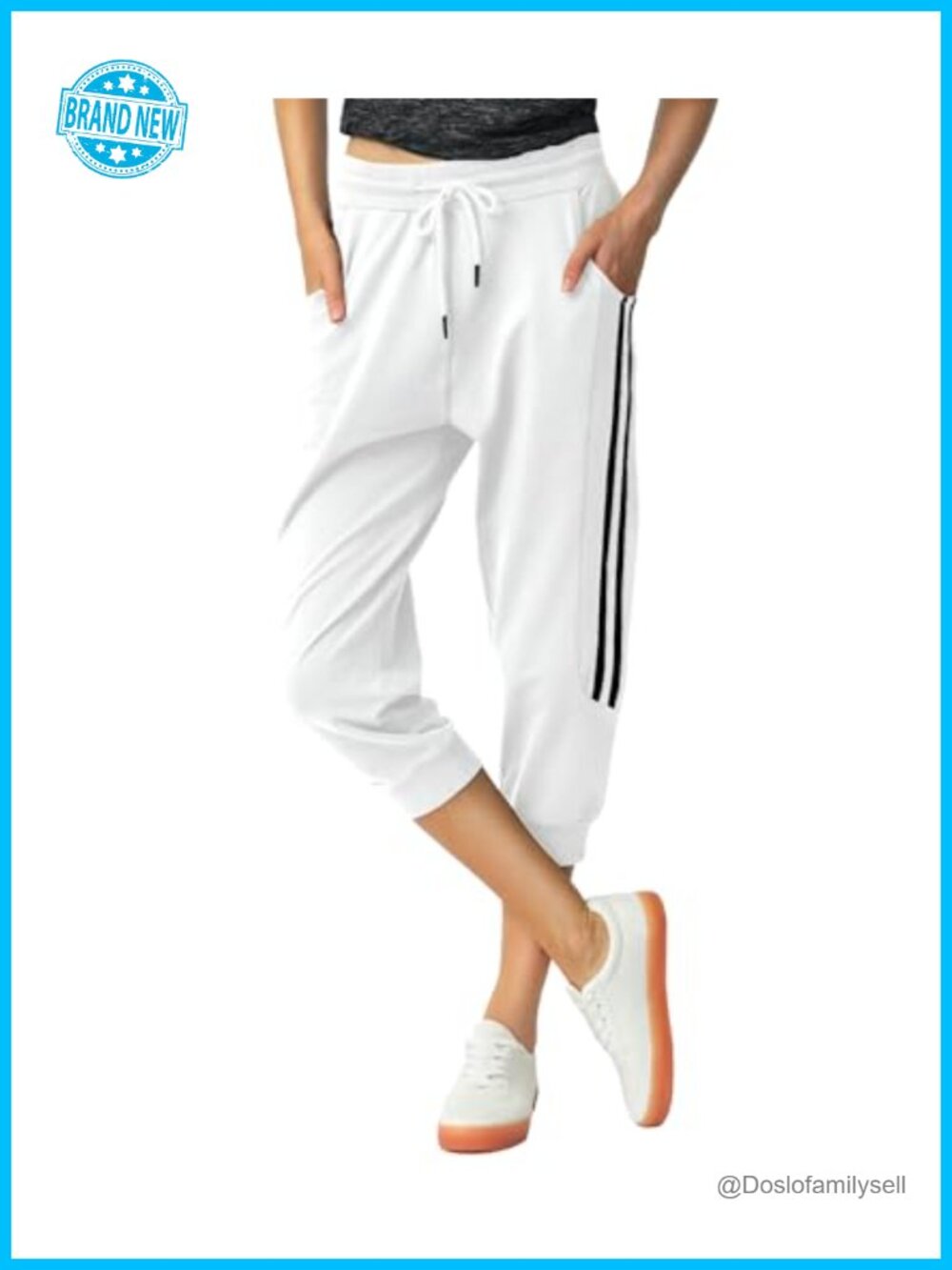 Women's Striped Capri Sweatpants